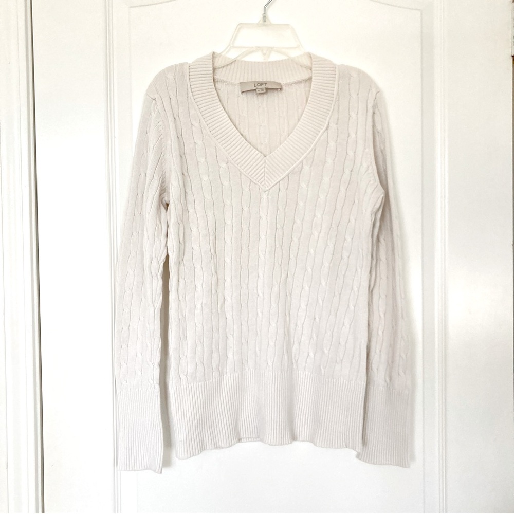 Ann Taylor LOFT White Knitted Sweater